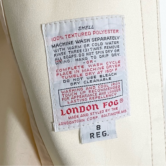 Vintage London Fog Classy Off-White Trench Coat - Size 8 - Picture 11 of 15